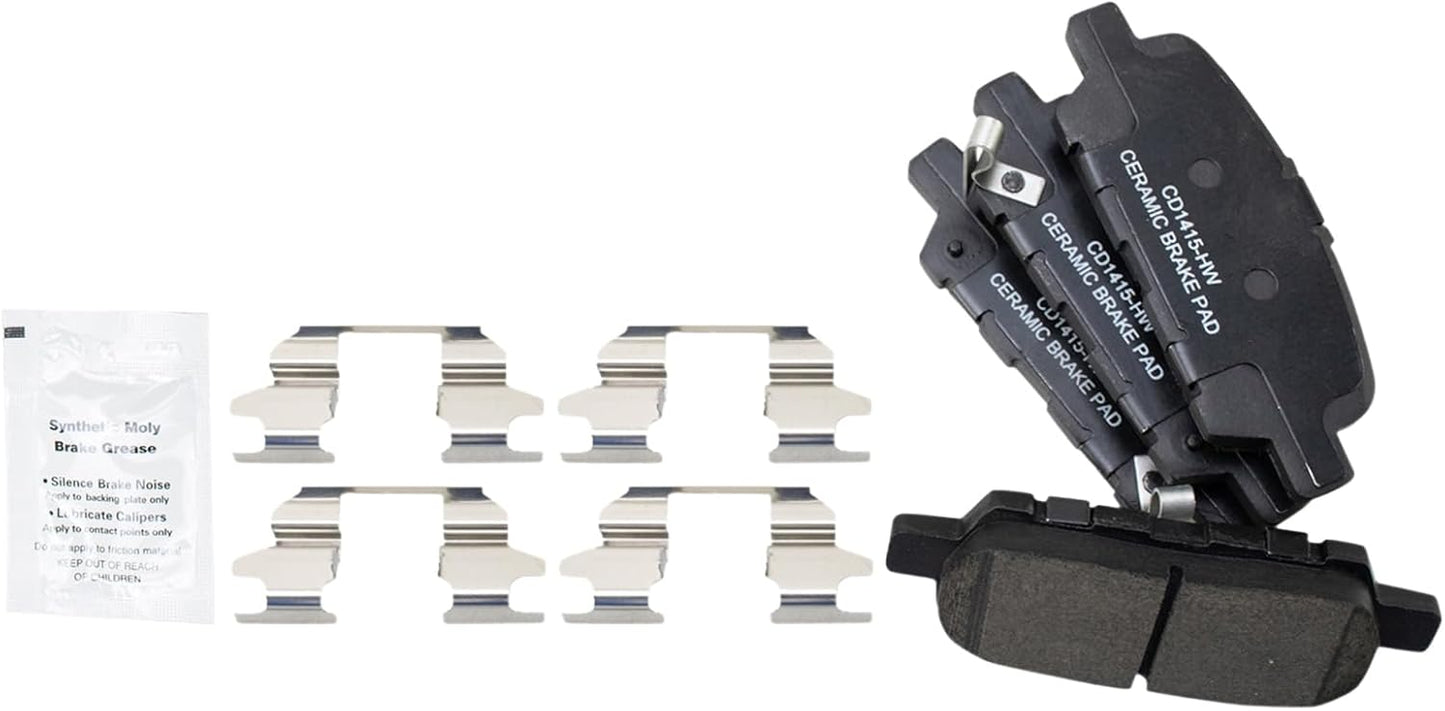 TRQ Rear Ceramic Disc Brake Pad Set for Nissan Infiniti Suzuki