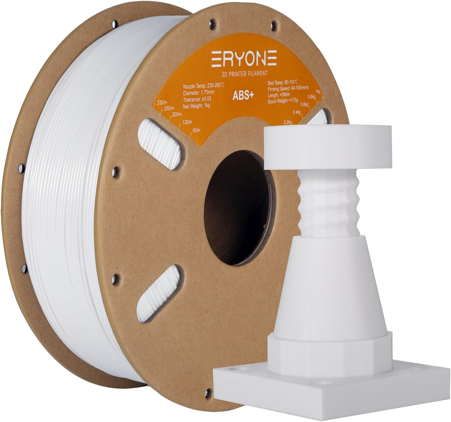 Premium White ABS+ Filament 1kg Spool - Precise 3D Printing