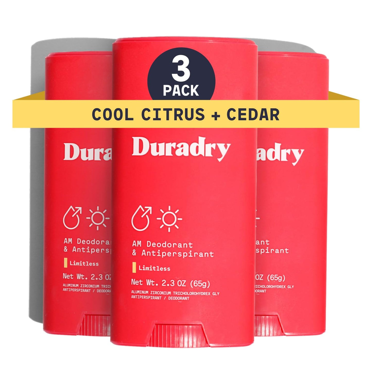 Duradry Antiperspirant Deodorant for Odor and Sweat Control 3 Pack