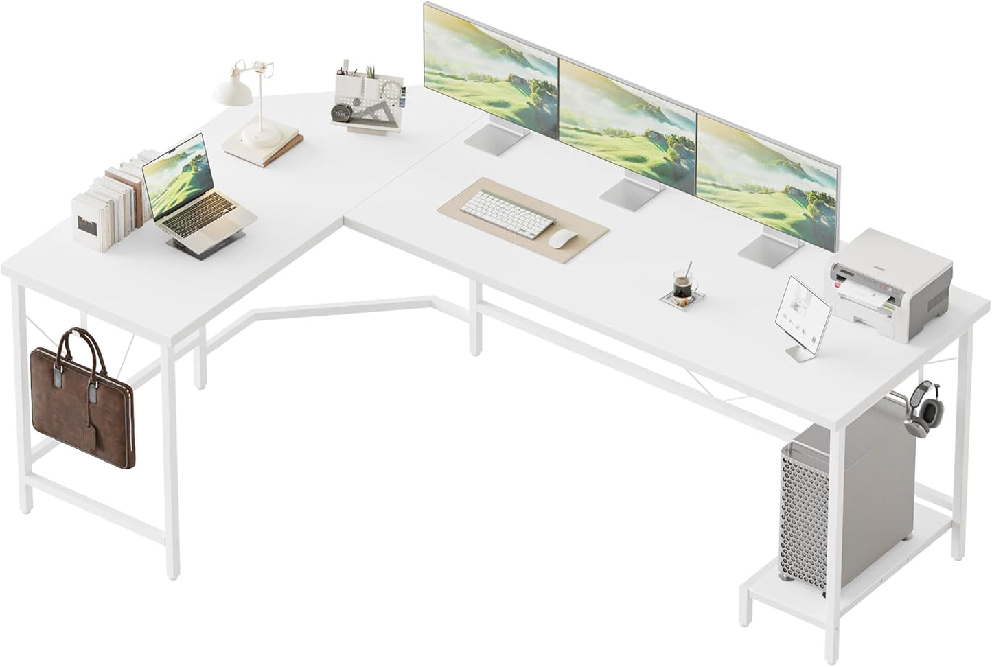 L Shaped Gaming Desk 66in - Sturdy Corner Computer Table