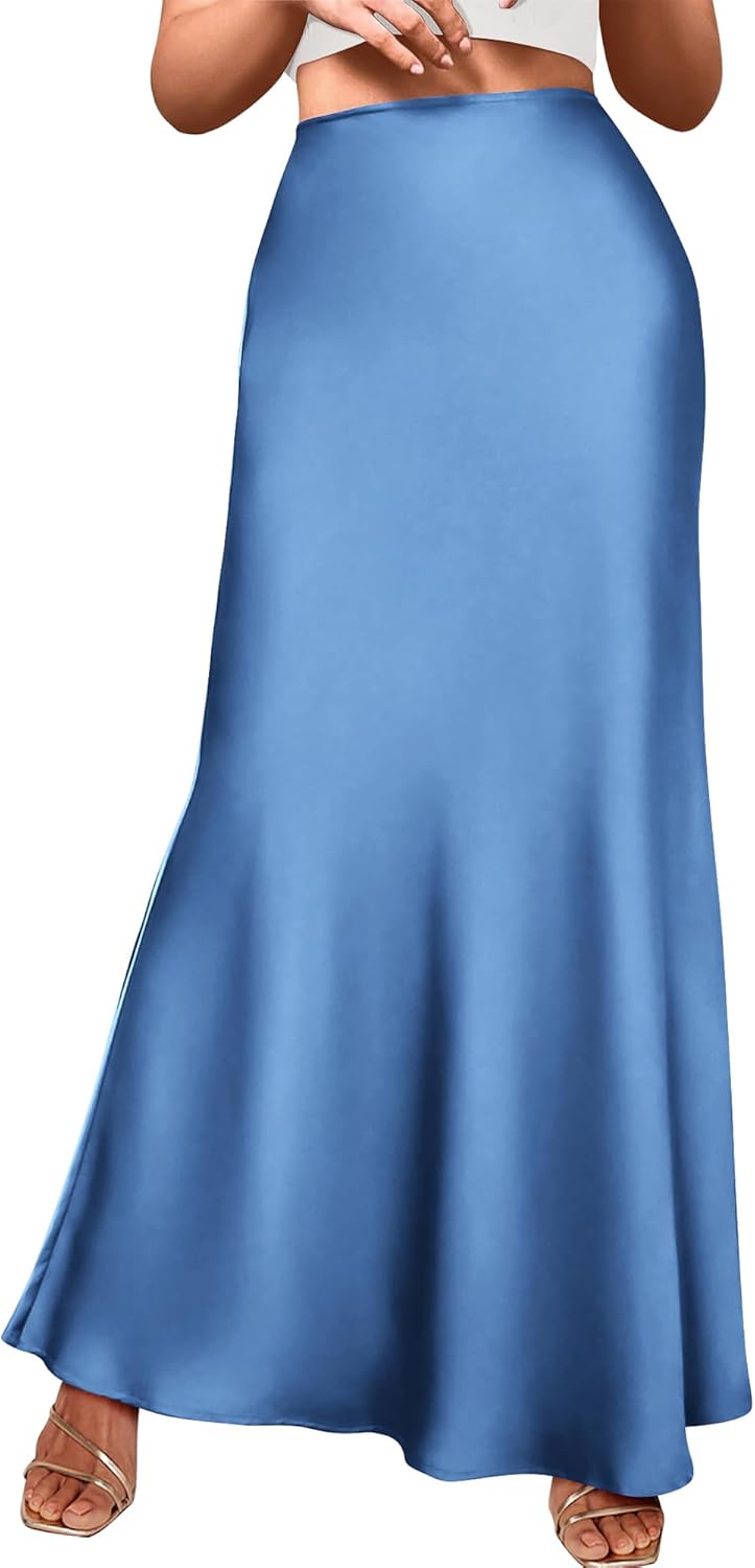 BTFBM Womens Fall Skirts High Waisted Mermaid Maxi Skirt