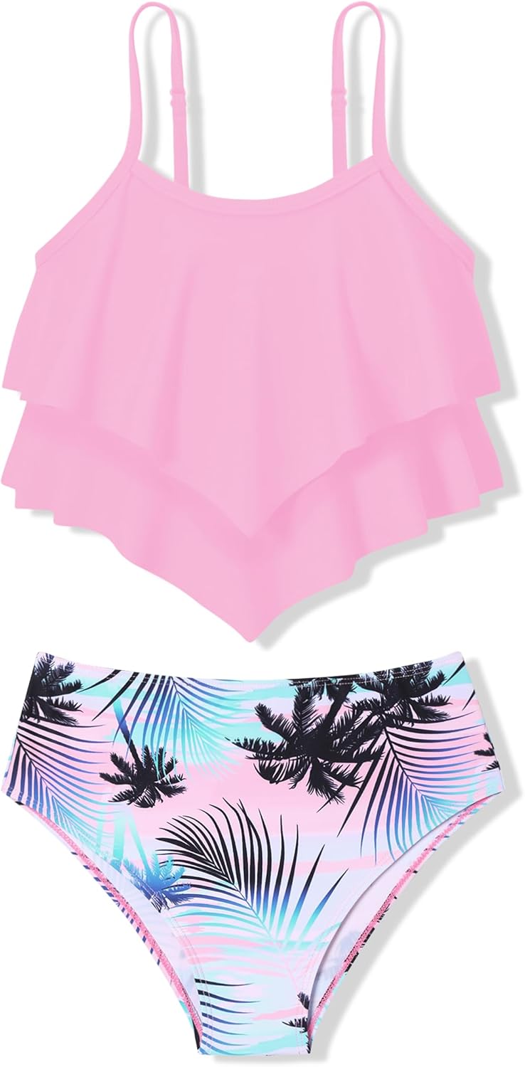 Oklady Girls Swimsuit 2 Piece Bikini Set with Ruffles