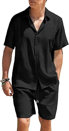 COOFANDY Men 2 Piece Linen Set for Stylish Summer Outfits