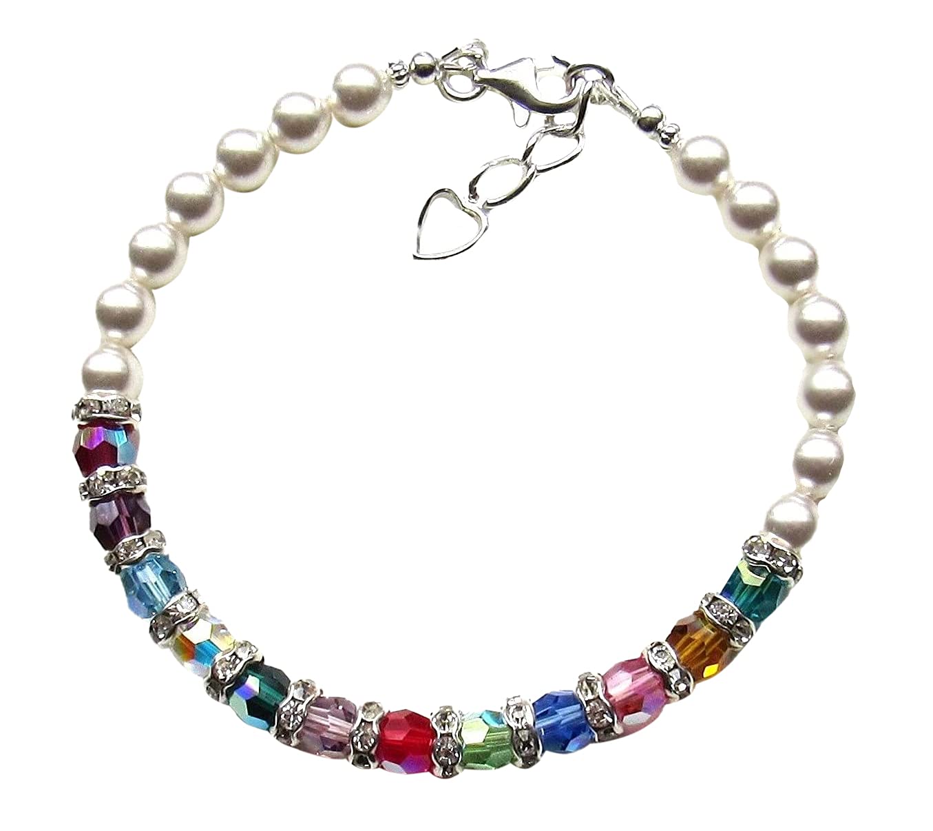 Personalized Grandmother Bracelet with Birthstones and Pearls