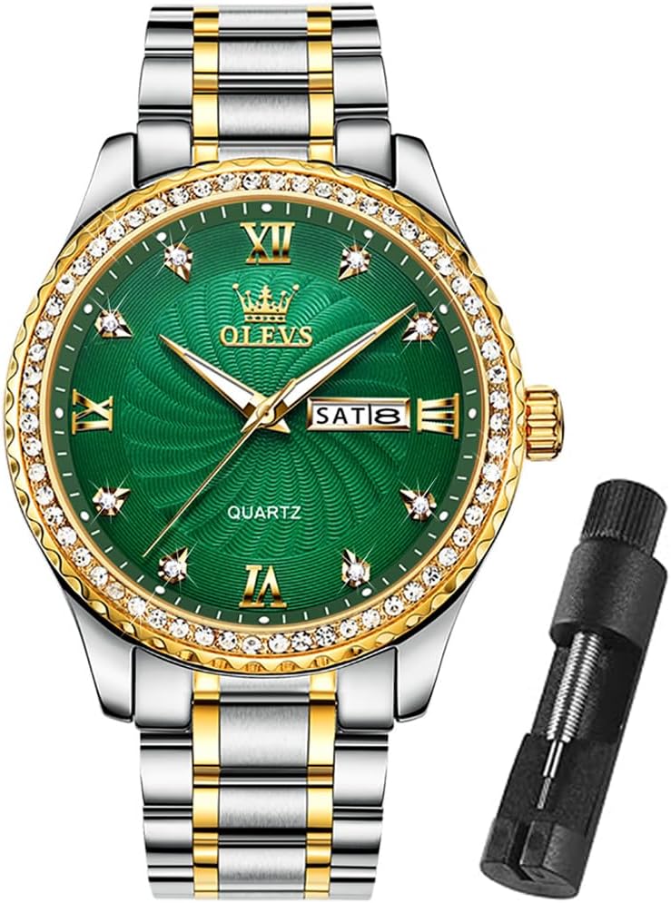 OLEVS Mens Gold Watches Waterproof Stainless Steel Luxury Timepiece