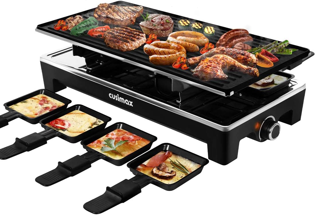 CUSIMAX Electric Raclette Grill for Indoor BBQ and Cheese