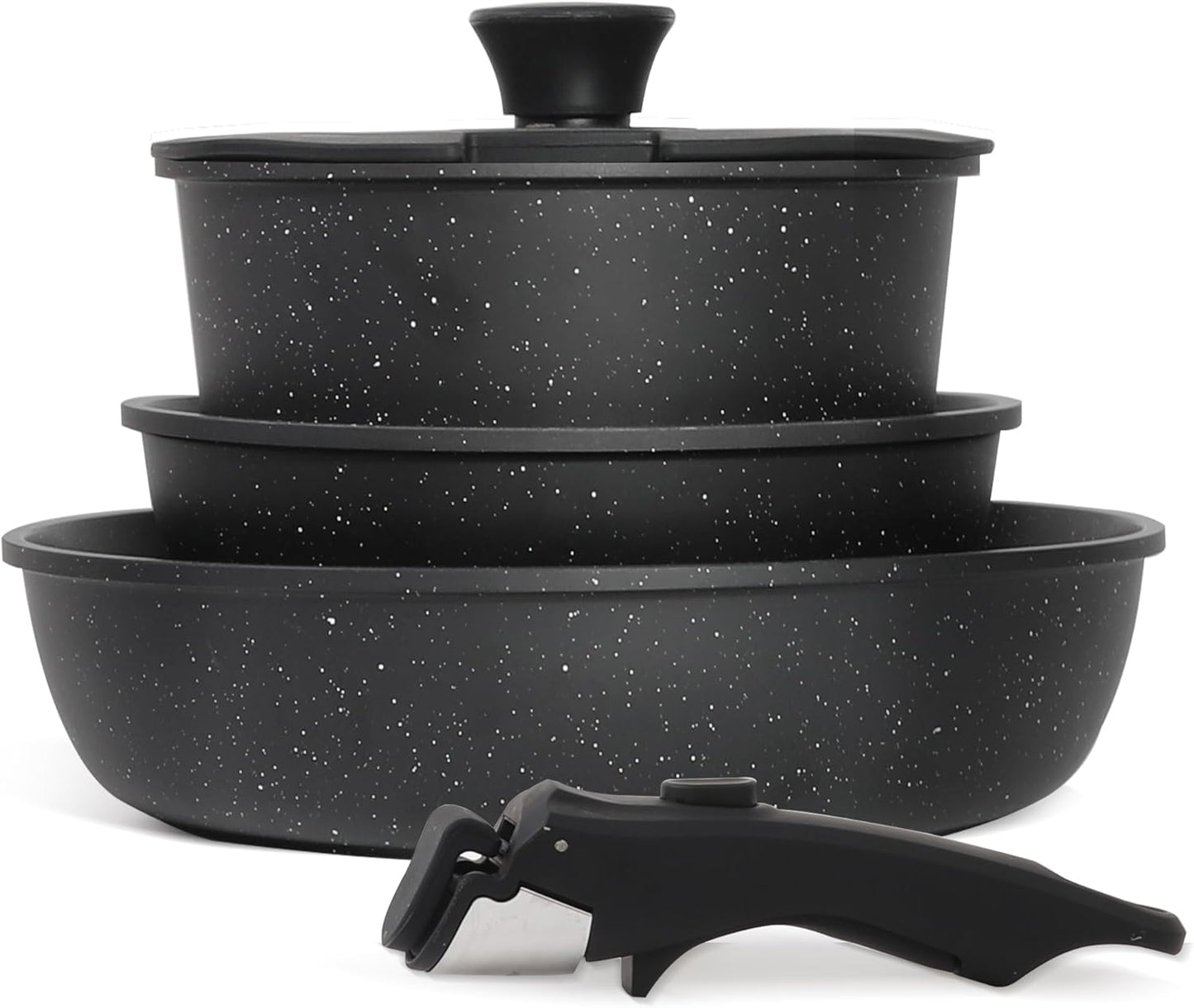 5PCS Non Stick Pots and Pans Set with Detachable Handle