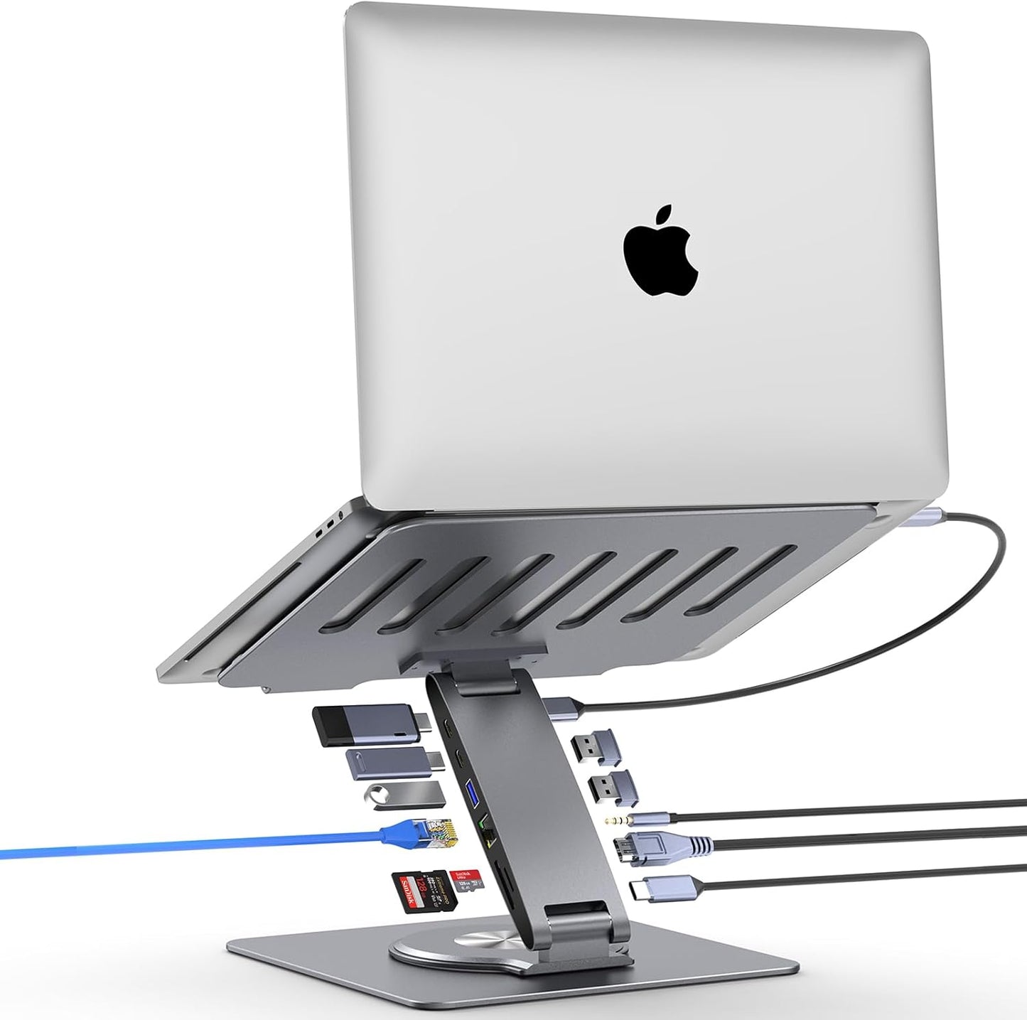 Adjustable Laptop Stand with Docking Station for Ergonomic Use