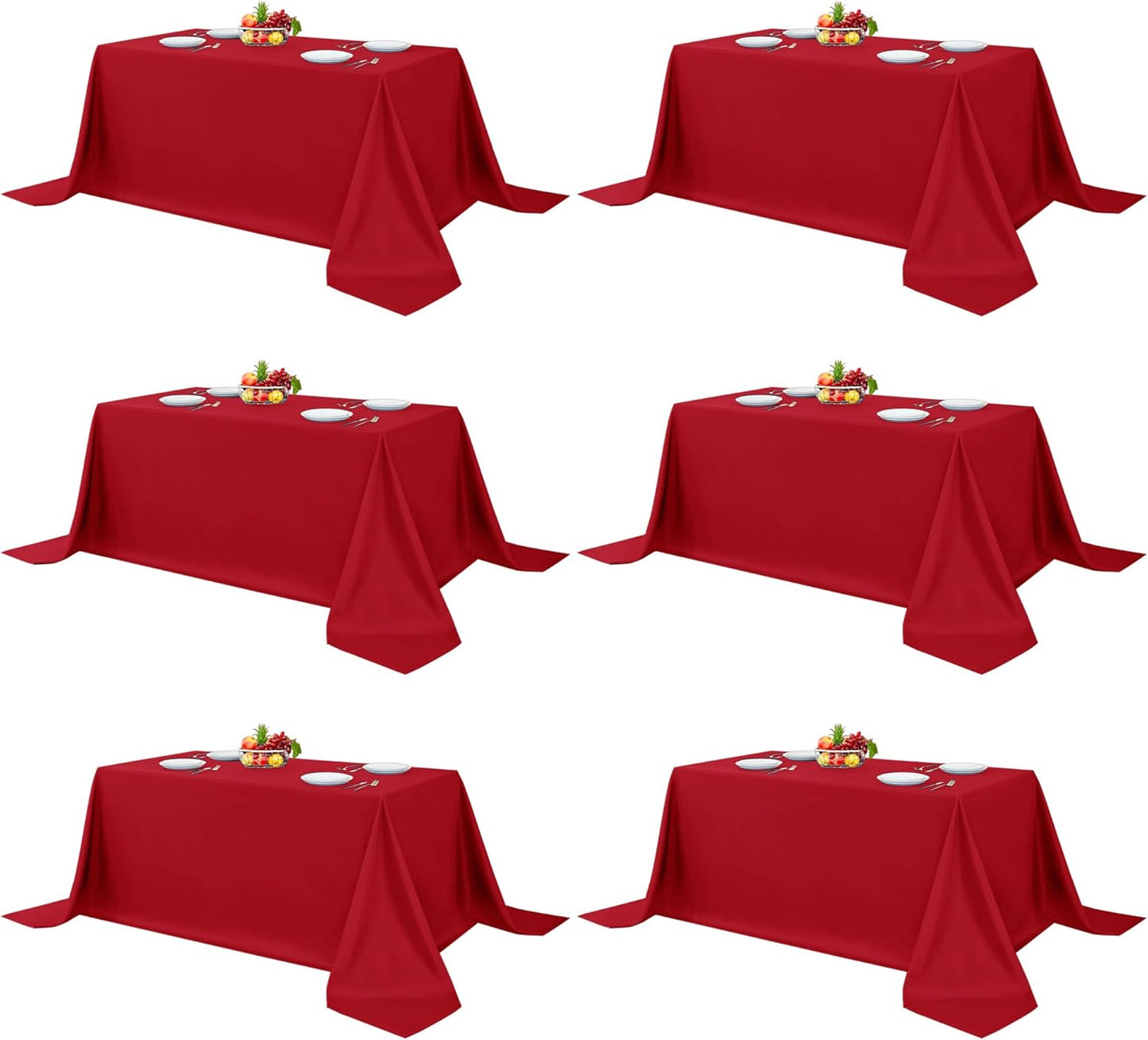 Fitable Red Rectangle Table Clothes - 6 Pack for Events