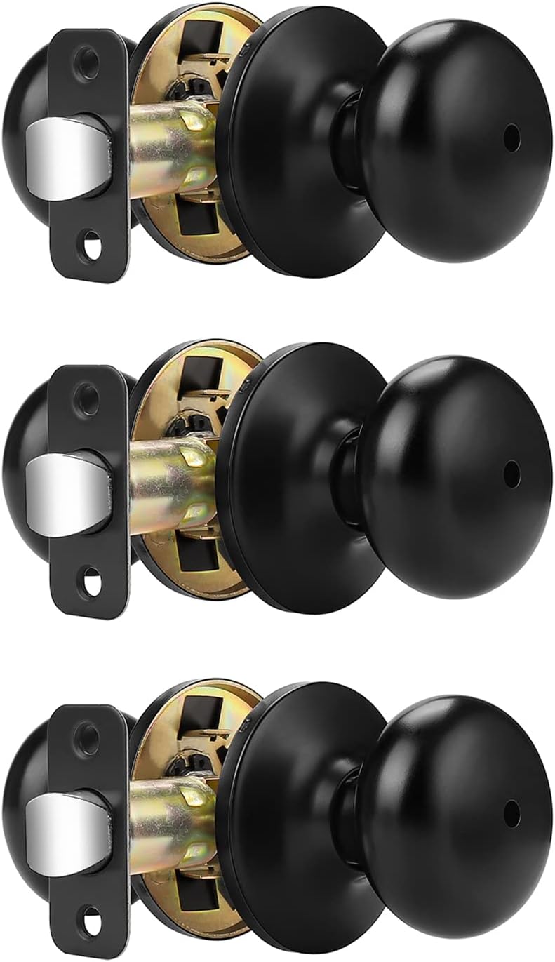 Probrico Privacy Door Knobs with Lock 3 Pack for Bedrooms
