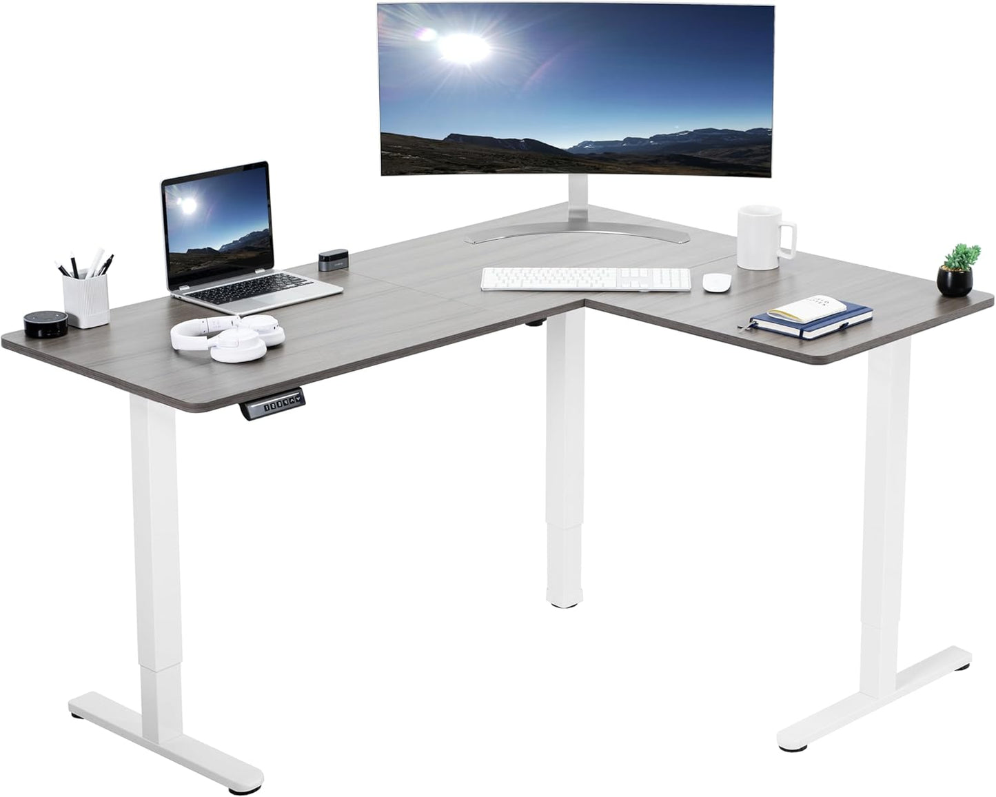 L-Shaped Electric Standing Desk with Memory Height Control 63ft x 47ft