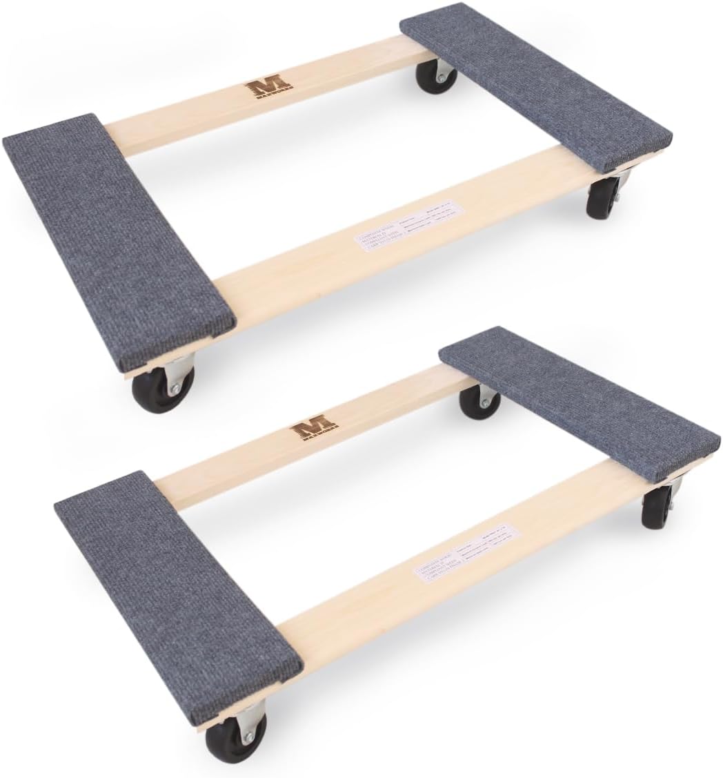 MaxWorks 50857 Heavy-Duty Hardwood Furniture Moving Dolly Set