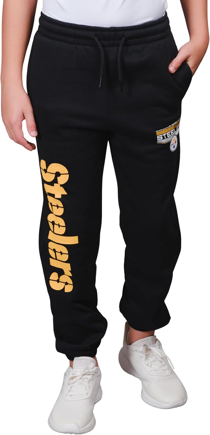 Ultra Game NFL Black Snow Fleece Jogger Sweatpants for Comfort