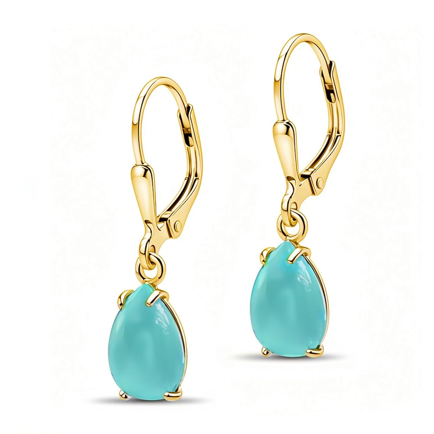 14K Gold Plated Gemstone Teardrop Earrings for Women Gift