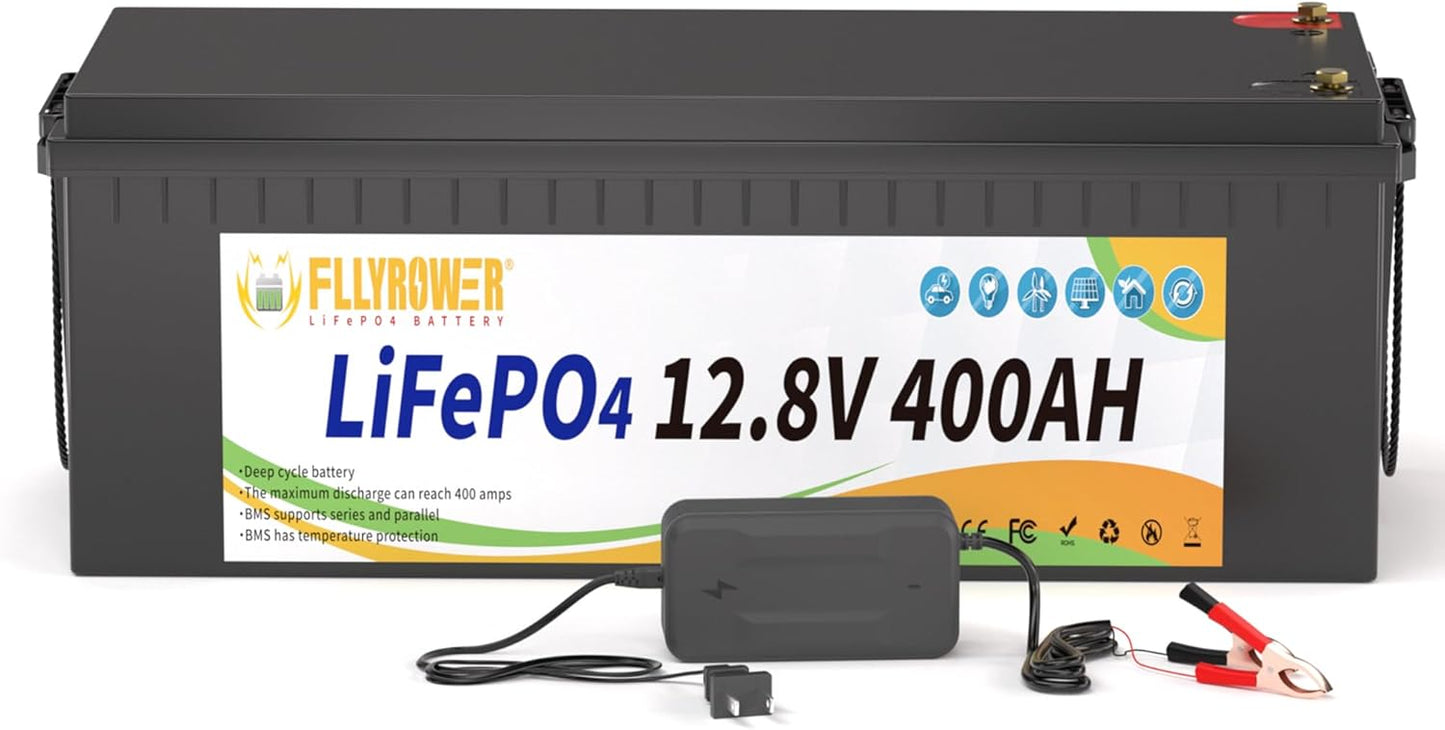 12V 400AH Lithium Battery with BMS for Marine and RV Use