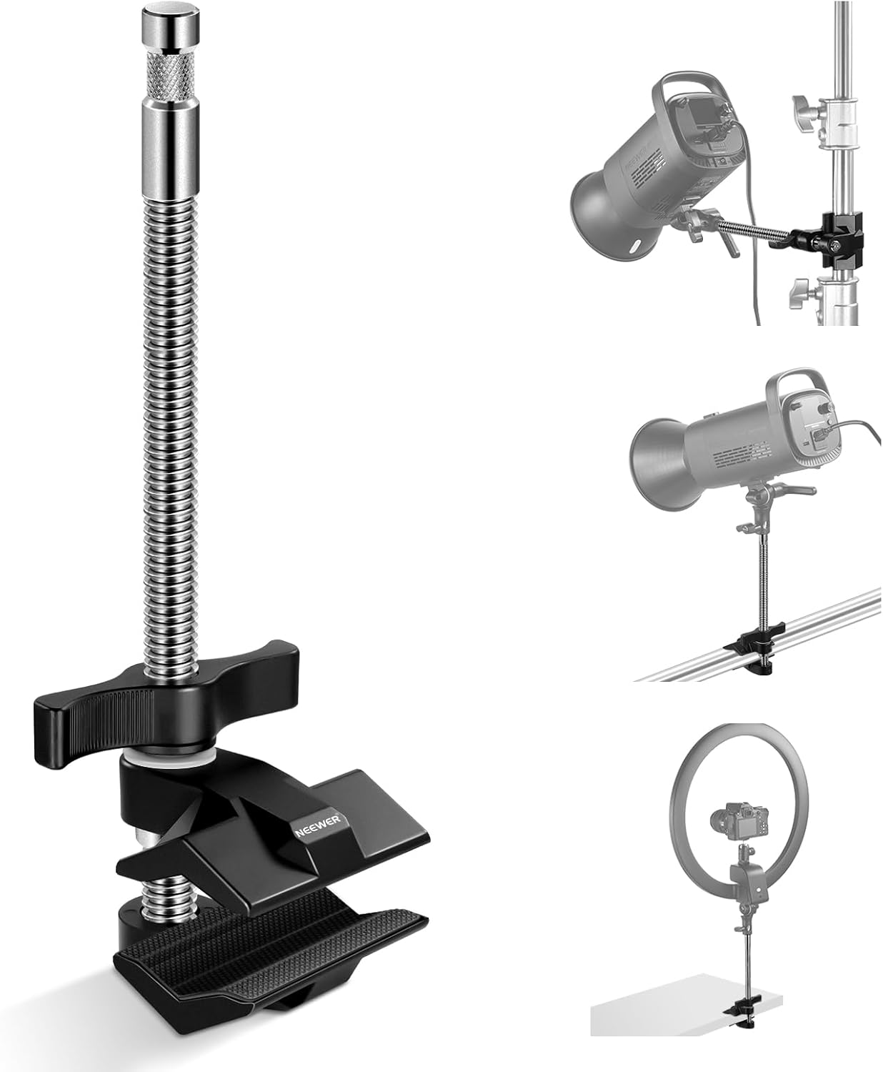 NEEWER 9in End Jaw Grip Clamp for Secure Light Mounting
