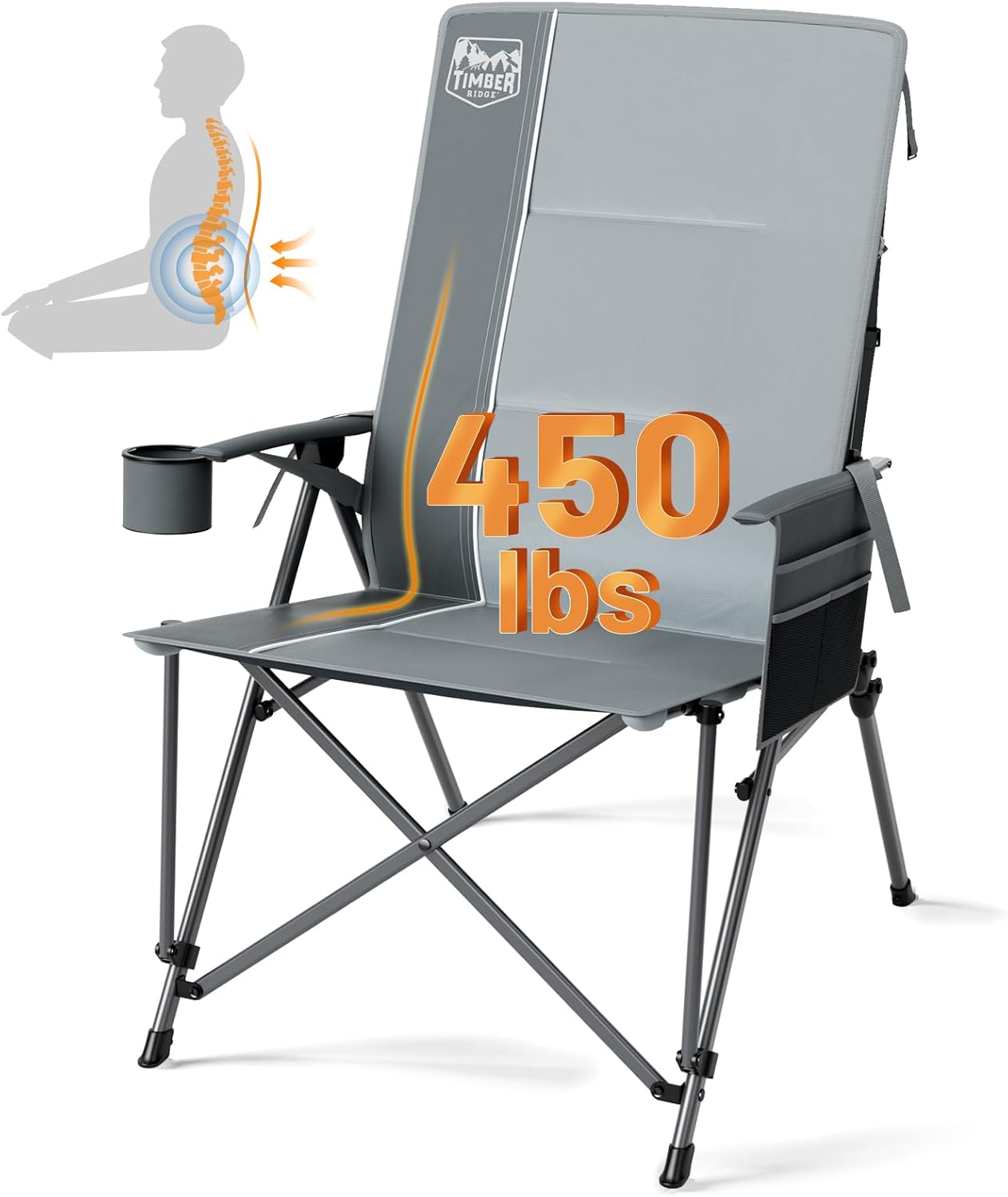 Oversized Camping Chair with Lumbar Support for Comfort