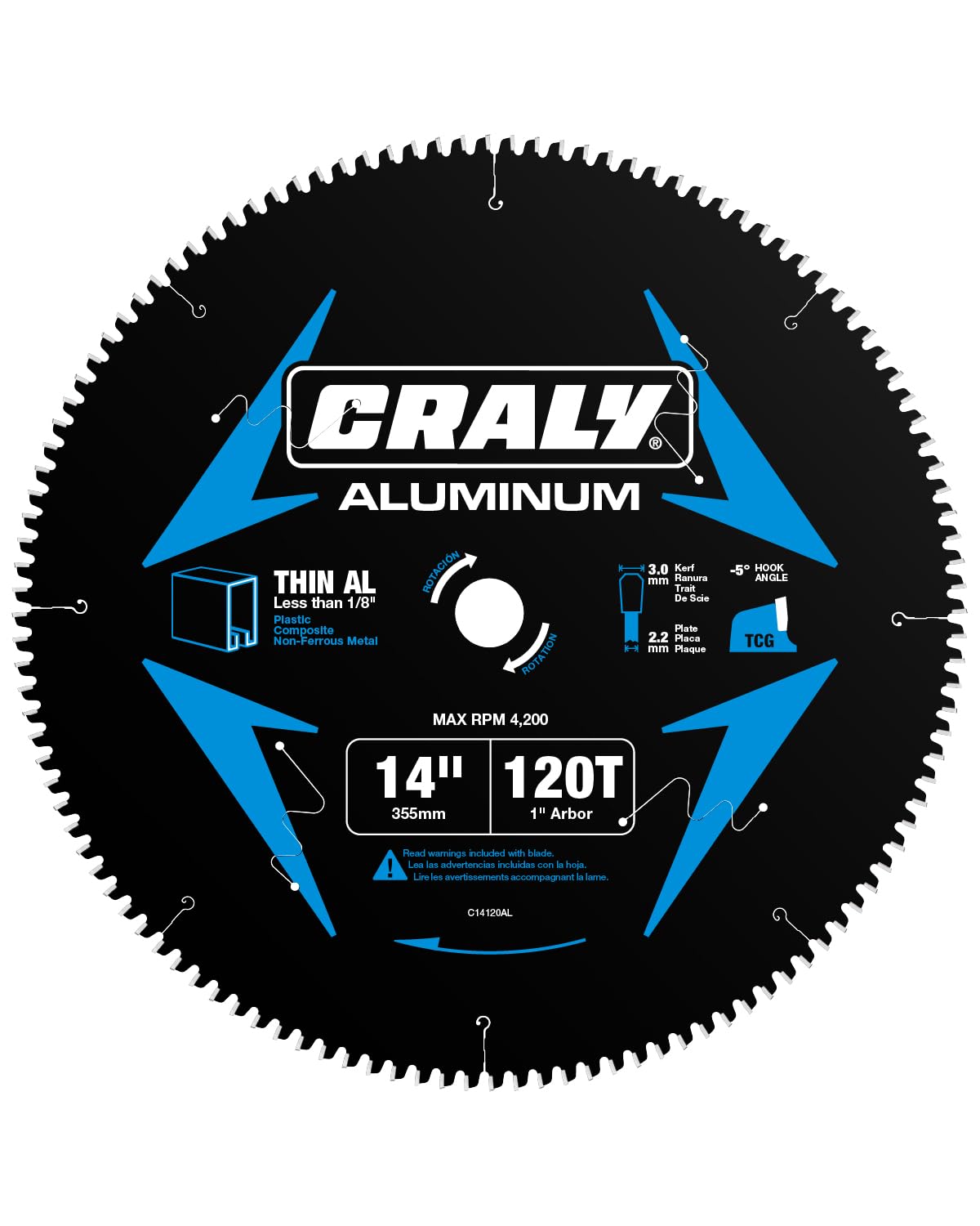 CRALY 14 Inch Circular Saw Blade for Aluminum and Metal Cutting