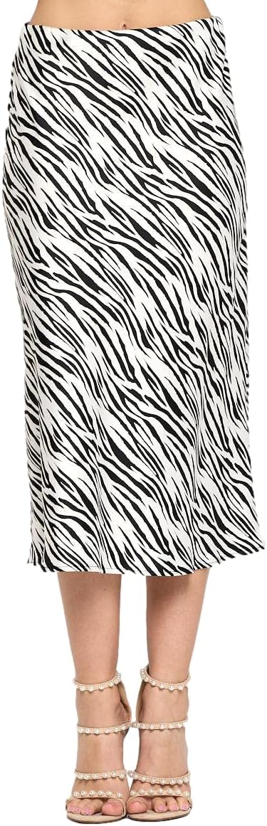 Women Solid High Waist Satin Midi Skirt for Every Occasion