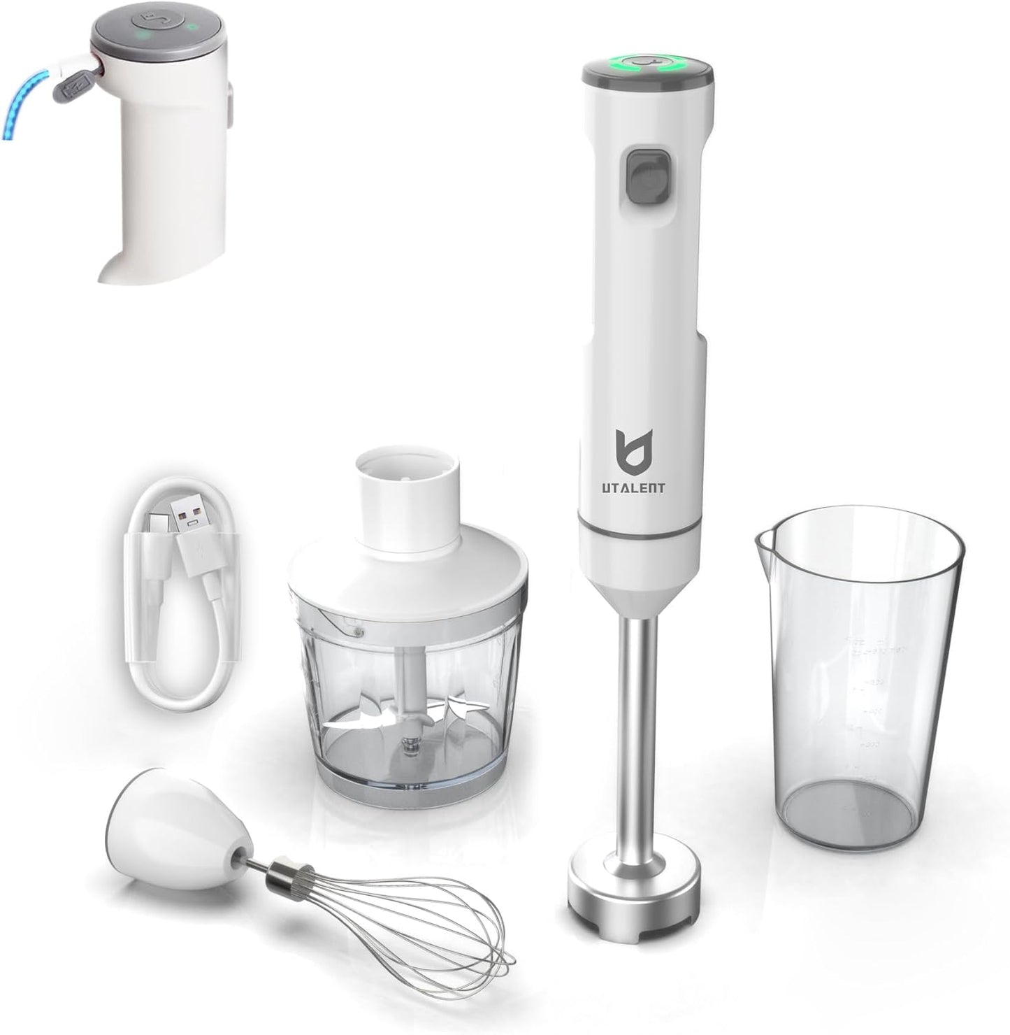 Utalent Cordless Hand Blender: Rechargeable Speed Control