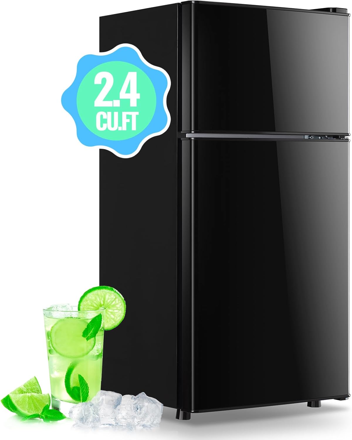 2.4 Cu.Ft Mini Fridge with Freezer for Small Spaces