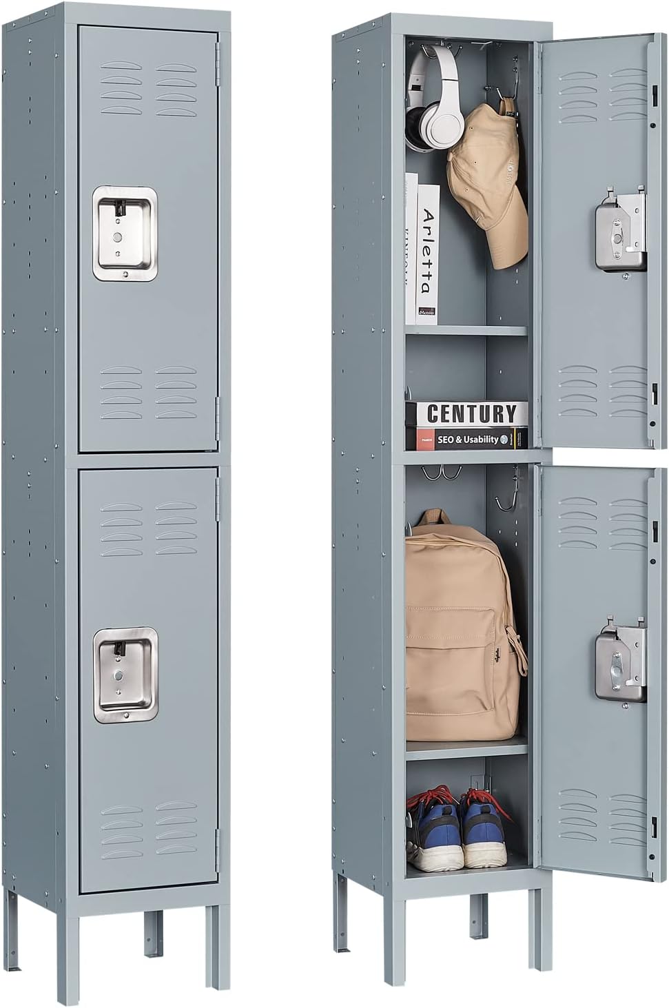 Metal Storage Locker with 2 Doors for Home and Office Use