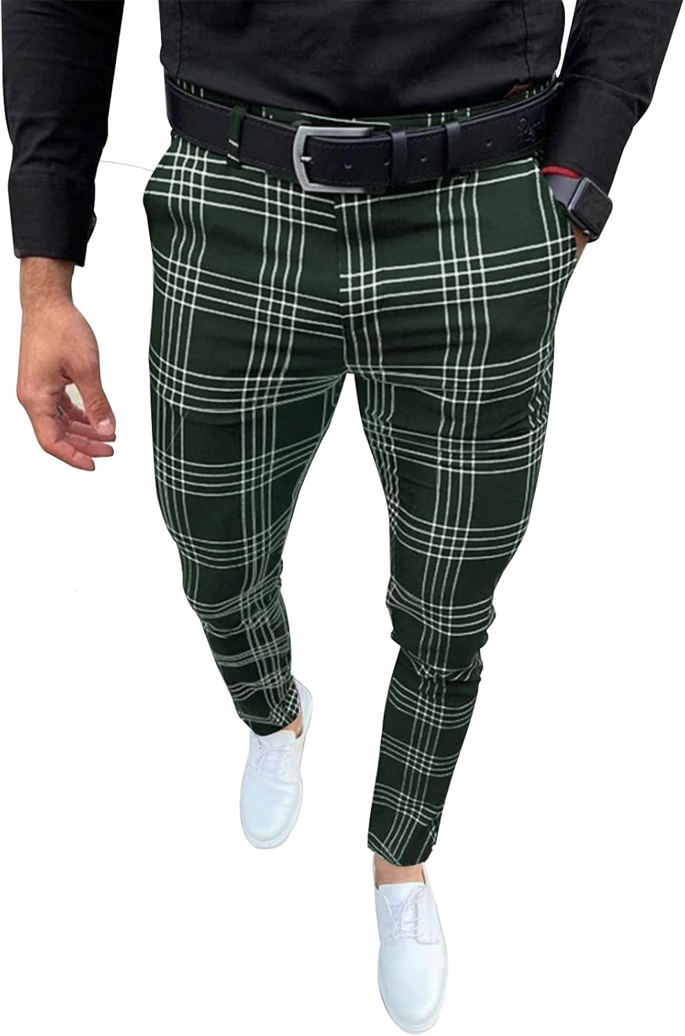 Men's Fashion Stretch Dress Pants Slim Fit Plaid for Every Occasion