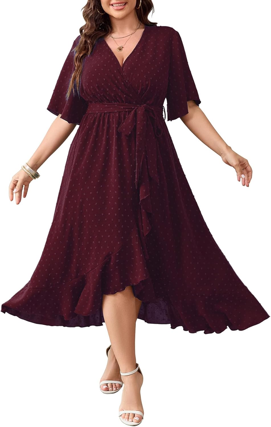 SCOMCHIC Plus Size Summer Dresses for Women with Ruffle Hem