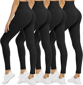 High Waisted Tummy Control Leggings for Women - 4 Pack