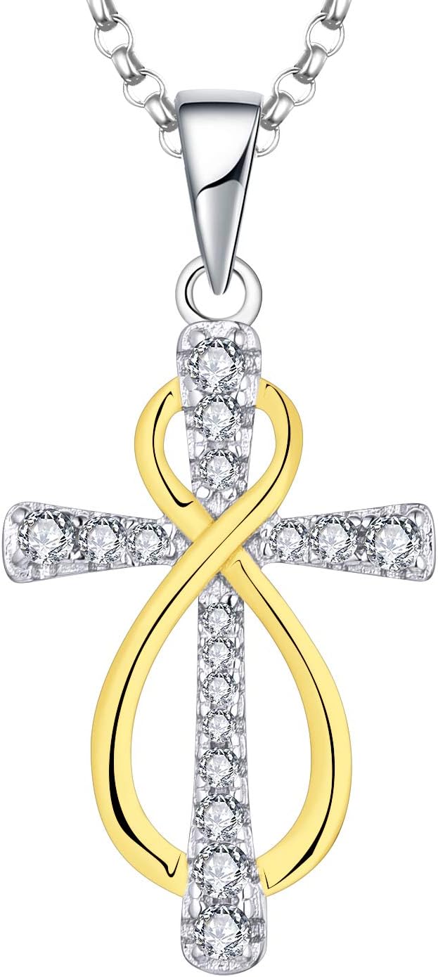 JO WISDOM Women Infinity Cross Necklace in 925 Sterling Silver