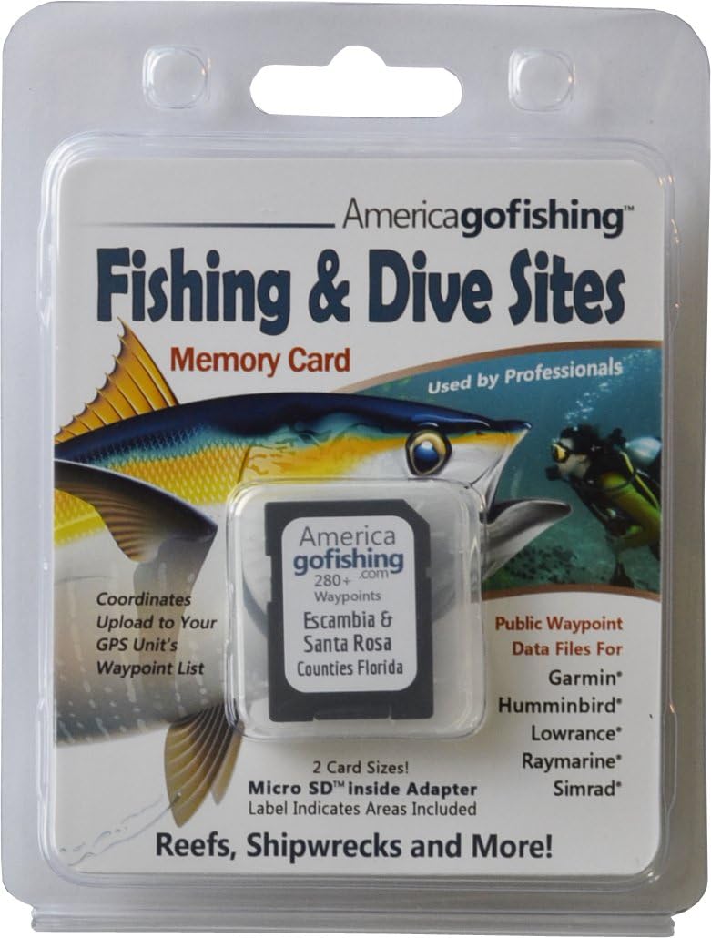 Fishing and Dive Sites Memory Card for Escambia and Santa Rosa