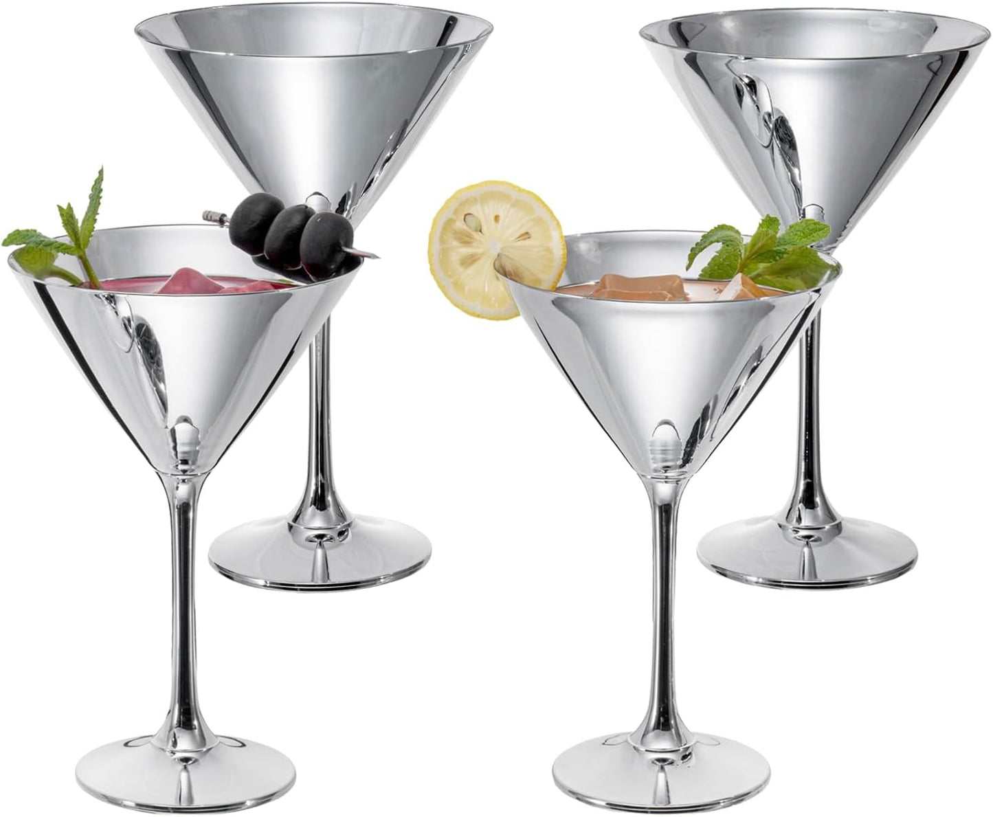 Elegant 8 Ounce Metallic Martini Glasses for Stylish Parties