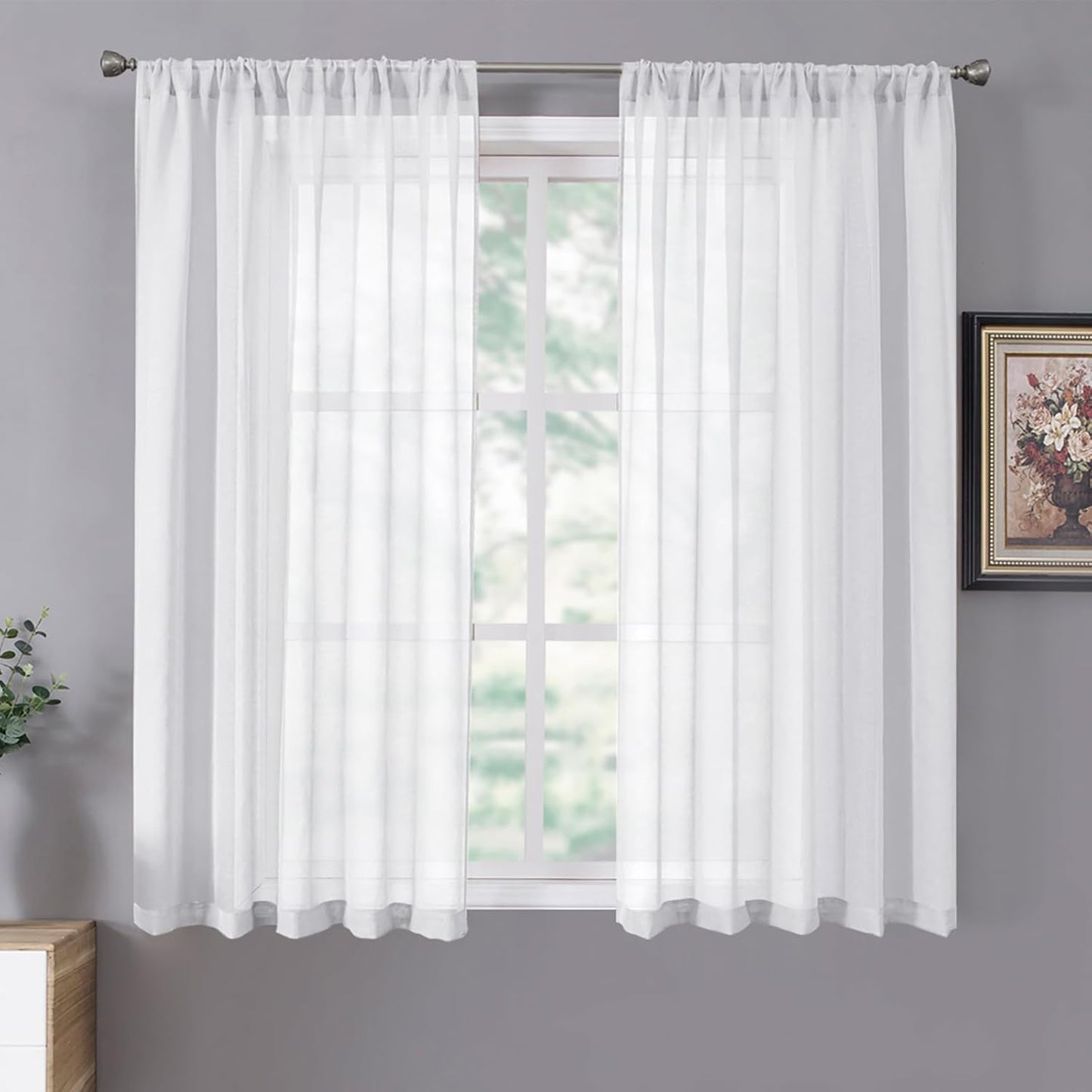Tollpiz Sheer Linen Curtains - Light Filtering, Elegant Set