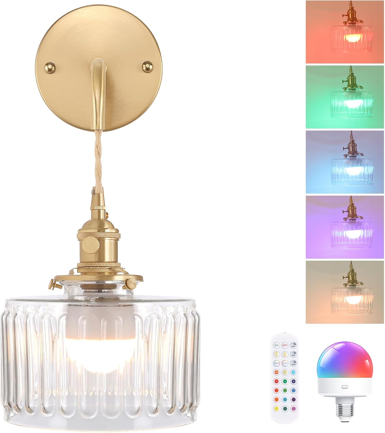 Battery Operated Wall Sconce with Adjustable Chain for Modern Decor