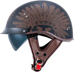 VCOROS Motorcycle Half Helmet with Sun Visor for Men and Women