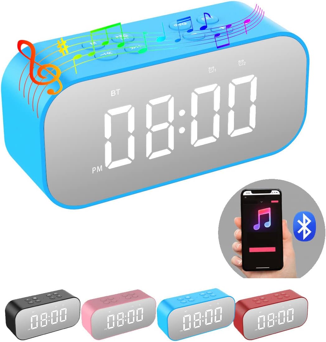 Bluetooth Speaker Desk Clock - Dual Alarms & Snooze