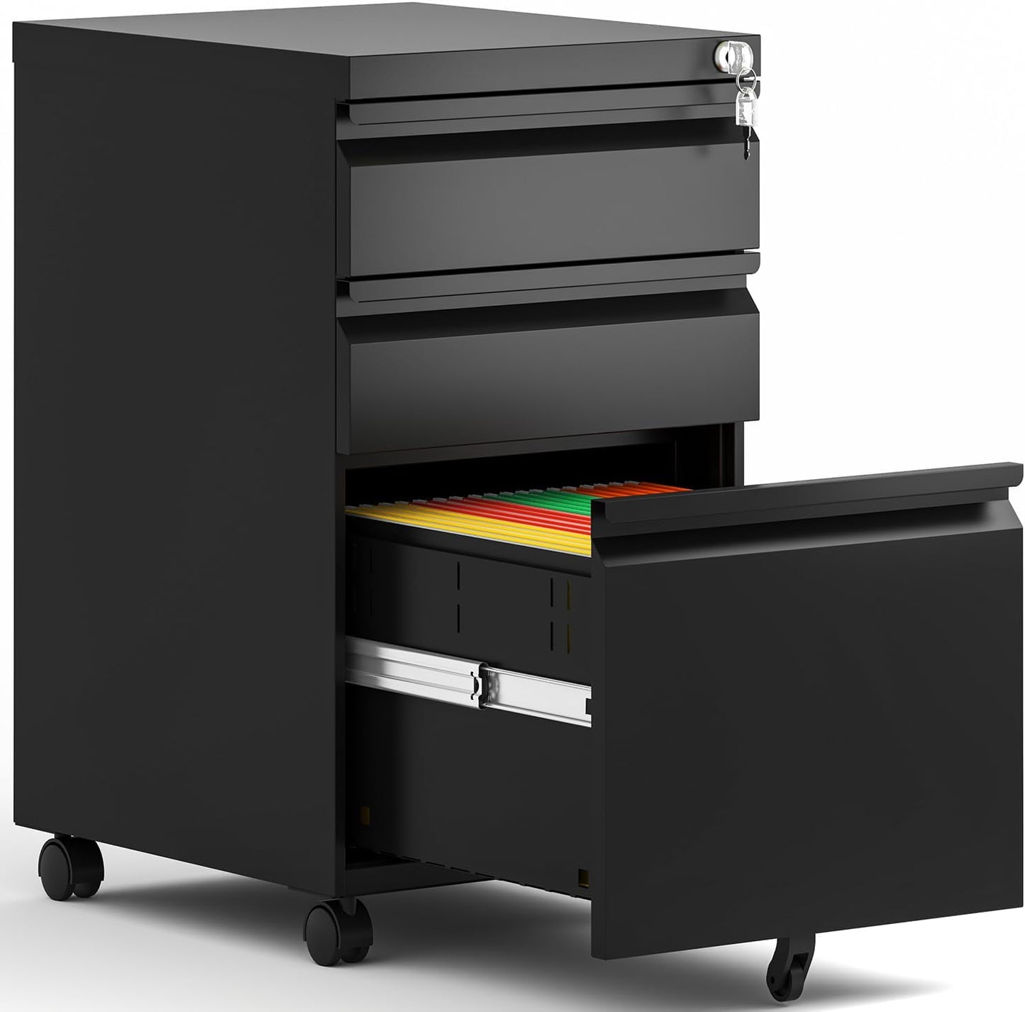 Secure & Stylish 3 Drawer Mobile File Cabinet