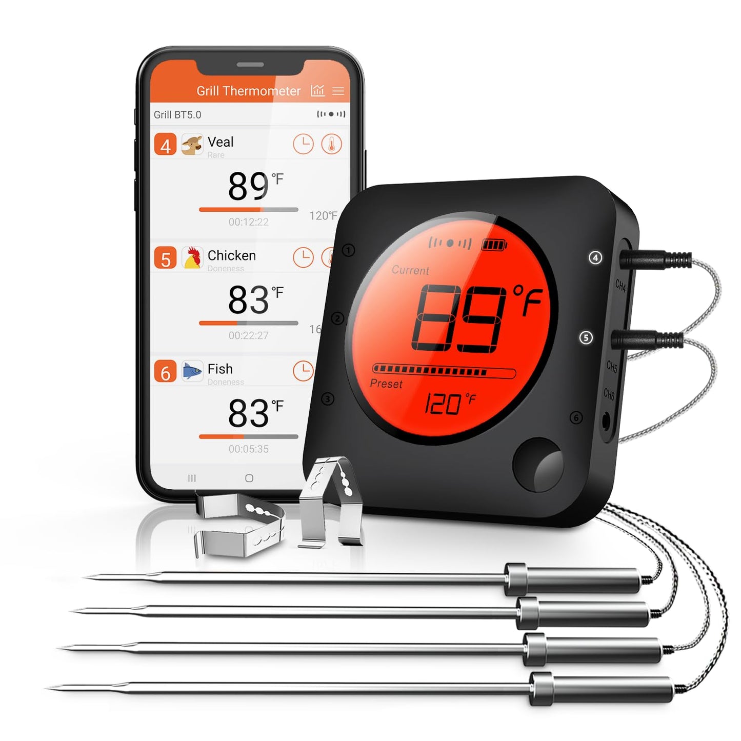 BFOUR Wireless Grill Thermometer for Perfect BBQ Cooking