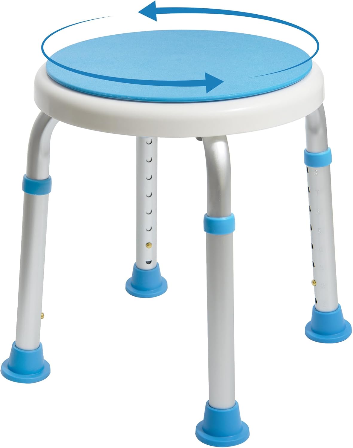 Adjustable Swivel Shower Stool with Anti-Slip Rubber Tips