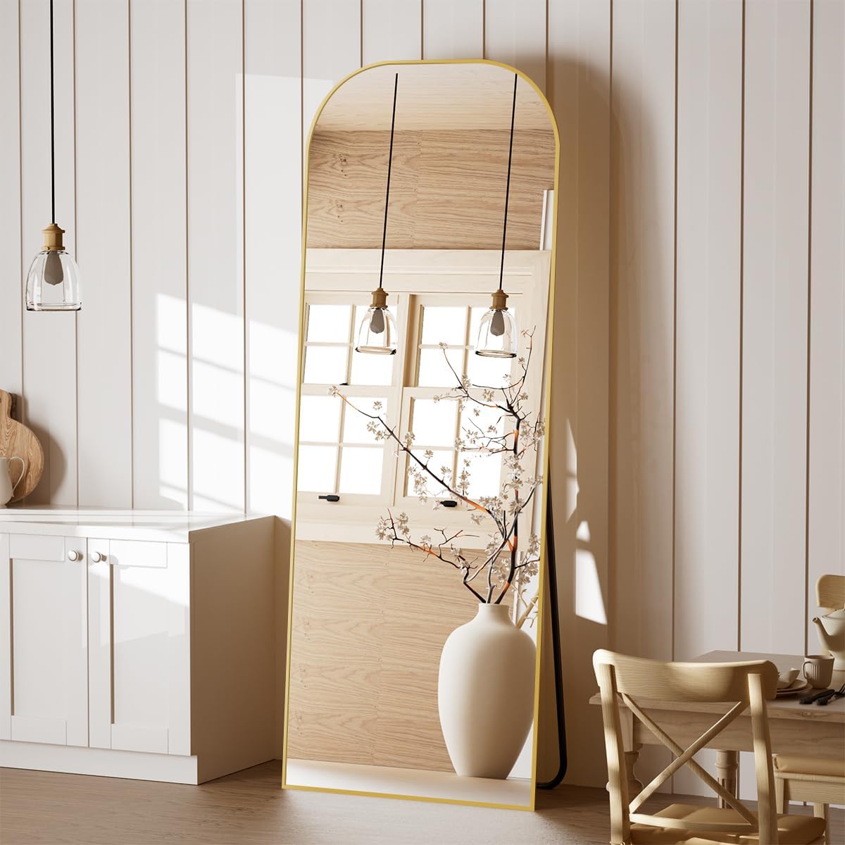 Koonmi Full Length Mirror with Stand, 56x21 Gold Frame