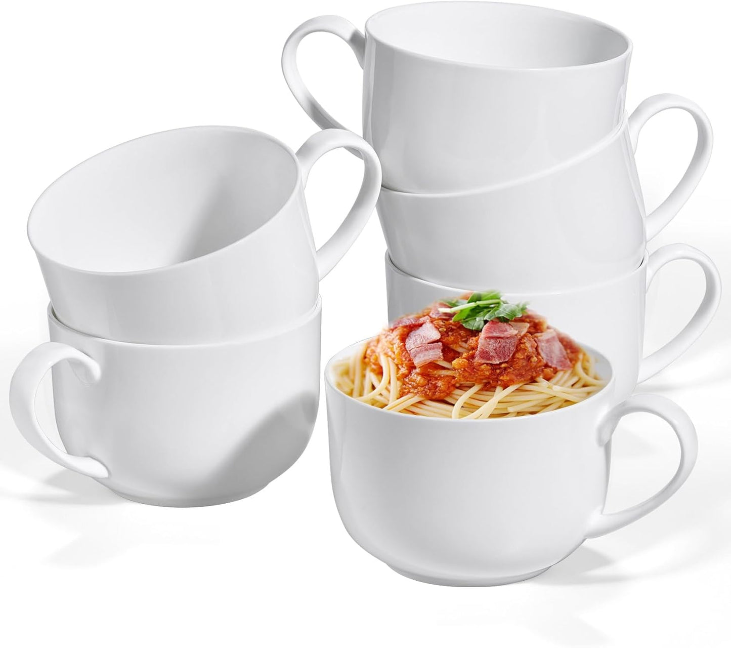 Chulan 25oz Large Bone China Soup Mugs Set of 6 for All Beverages