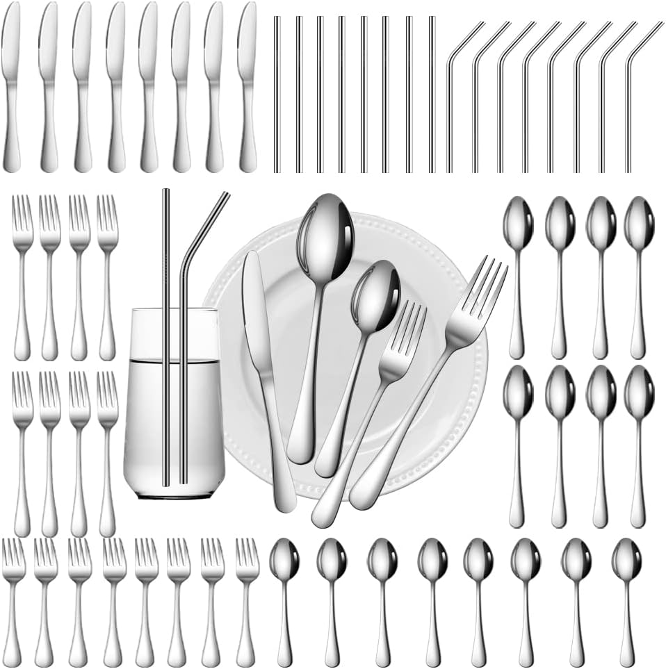 56 Pieces Silverware Set for 8 - Durable Stainless Steel Utensils