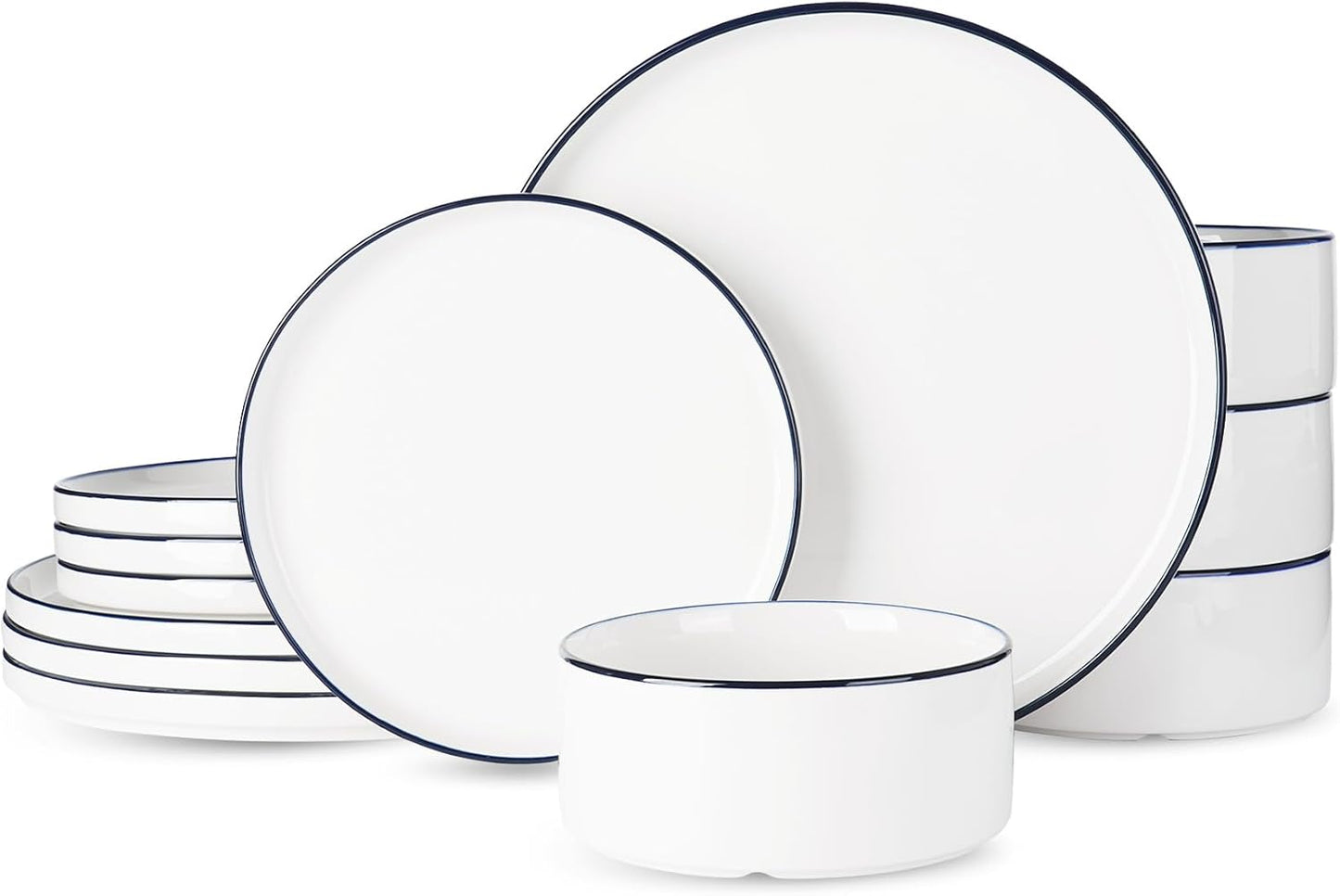 Famiware Porcelain Dinnerware Set for 4, 12-Piece Modern Tableware