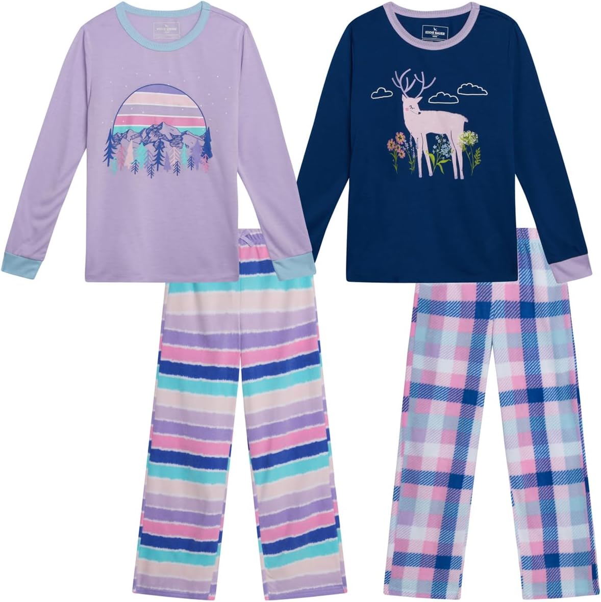 Cozy Girls Pajama Set - 4 Piece Fleece Matching PJs