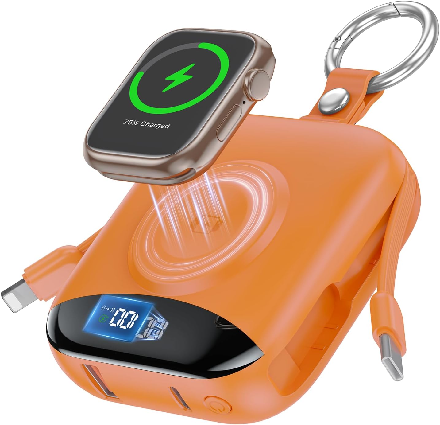 Portable Power Bank 10000mAh with Fast Charging and Built-in Cables