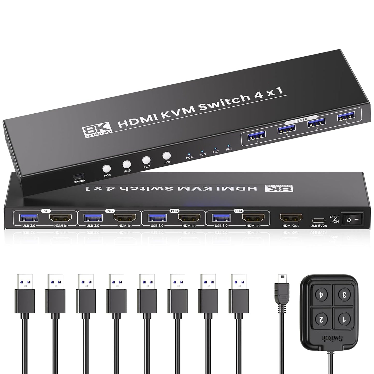 HDMI KVM Switch 1 Monitor 4 Computers for Seamless Control