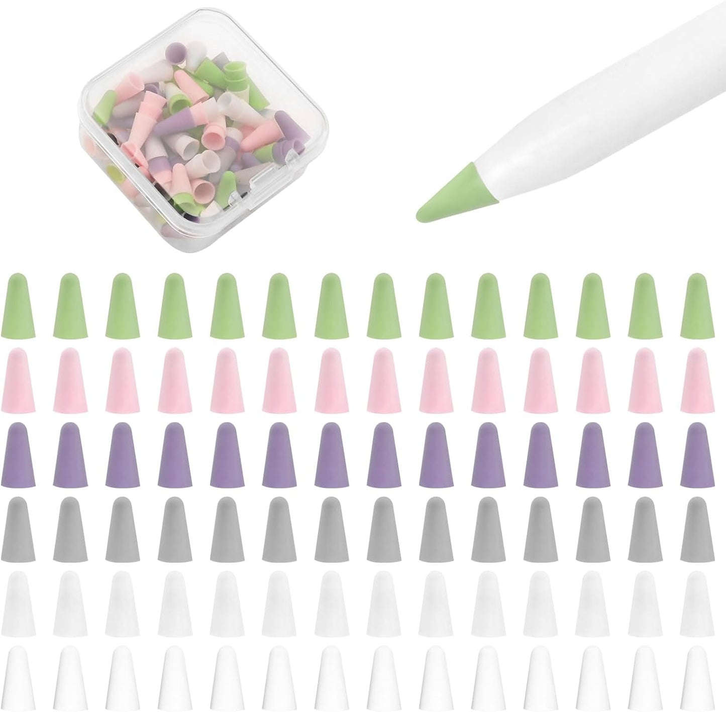 Anti-Slip Silicone Nib Sleeves for Apple Pencil - 100 pcs
