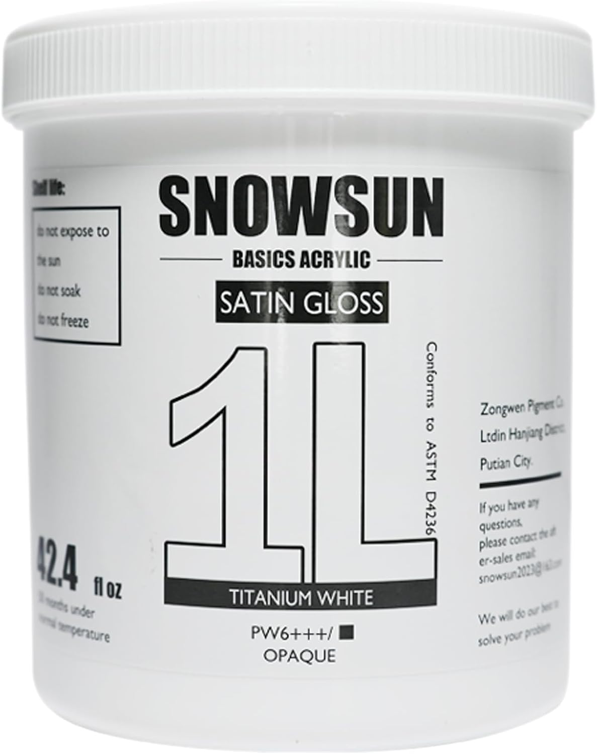 SNOWSUN Titanium White Acrylic Paint - Large 2 Pack for Artists
