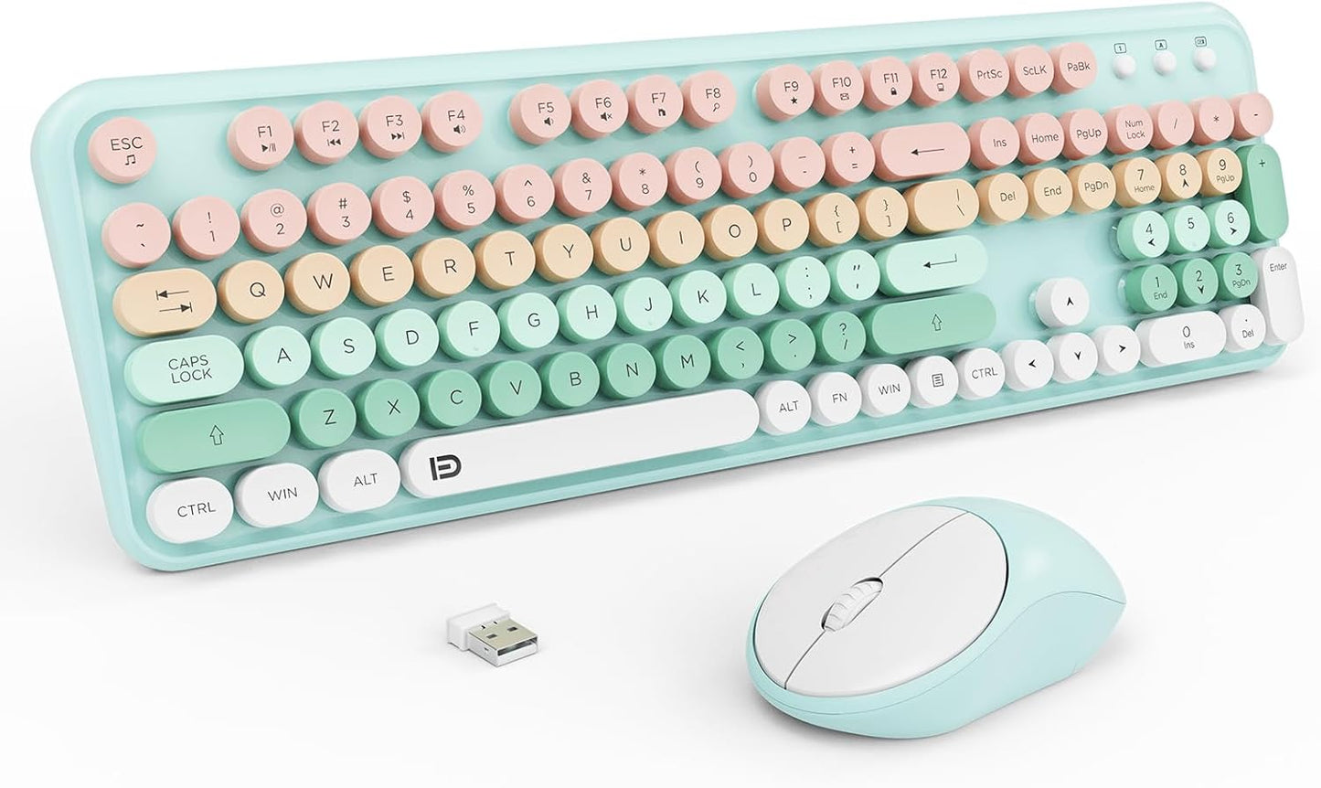 Switch Button Wireless Keyboard Set in Pink+Blue
