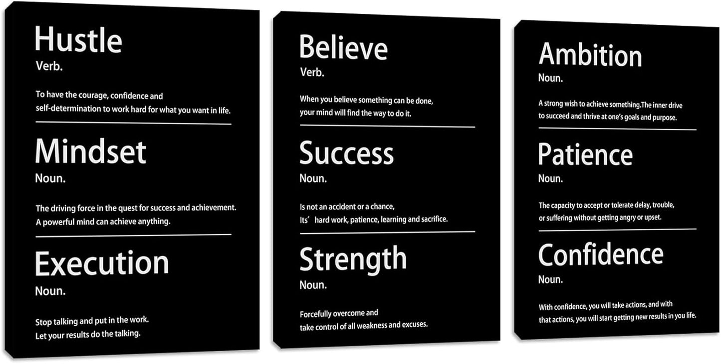 Positive Affirmations Canvas Trio - 12x16 Motivation